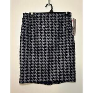 Ann Taylor Petite Navy Blue Houndstooth Sequin Midi Pencil Skirt Womens 6P